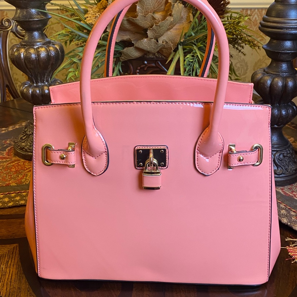 Peach Patent Leather Handbag